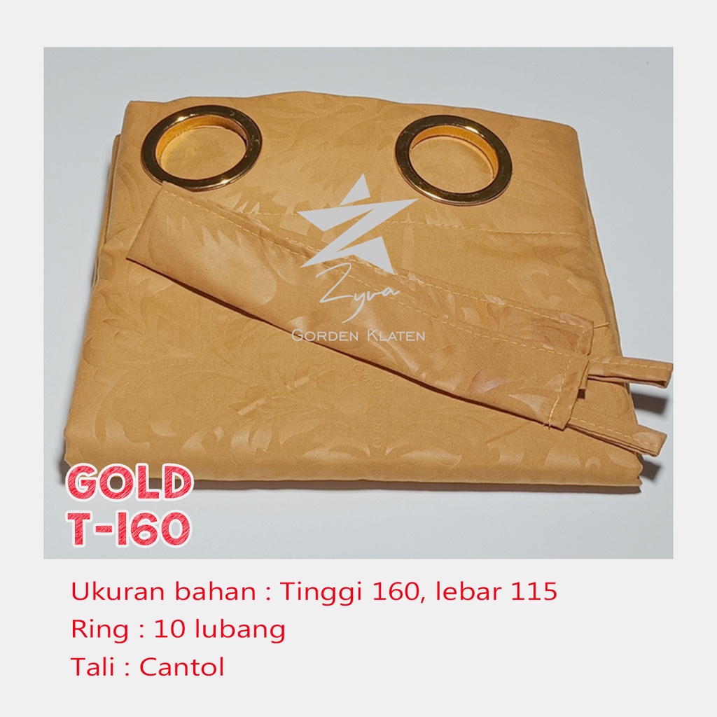 Gorden Polos Embos murah smokring 12 lubang Pintu Jendela Gorden Coklat polos Gordyn Hordeng Tirai-GOLD 160X115