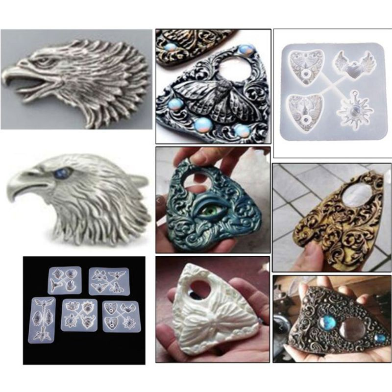 Glitter 1 Set Resin Crystal Epoxy Mold Devil's Eye Owl Semi-Three-dimensional Jewelry Casting Silicone Mould DIY Crafts Decorations Making Tools