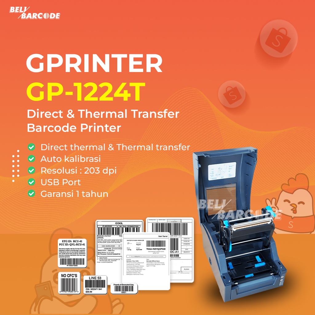 MESIN CETAK LABEL PRINTER GPRINTER 1224T - GP 1224 T - GPRINTER 1224 T