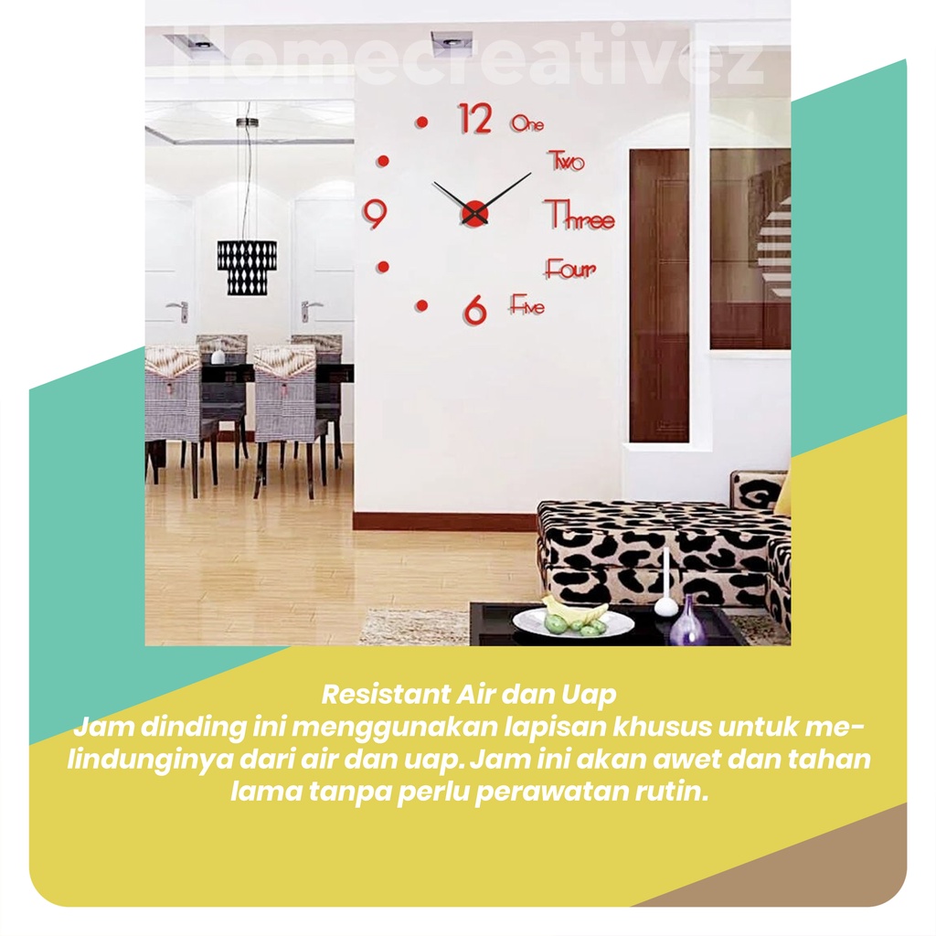 HOME CREATIVE Jam Dinding Besar 3d - Jam Analog - Giant Wall Clock - Jam Dinding Besar DIY - Jam Dinding Modern Minimalis - Jam Dinding Dekorasi