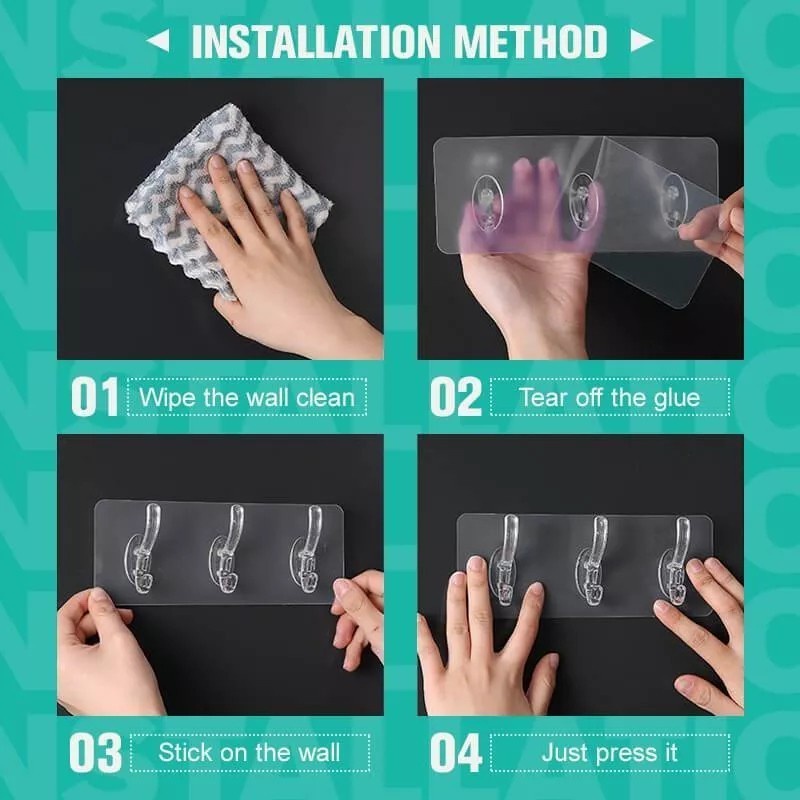 BUY 1 GET 1 Premium 5 Hook Adhesive Hanger Gantungan Perekat 5 Pengait