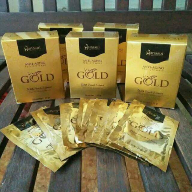 MASKER NATURGO HANASUI / HANASUI ANTI AGING PEEL OFF MASK GOLD- MASKER WAJAH -MASKER GOLD per sachet