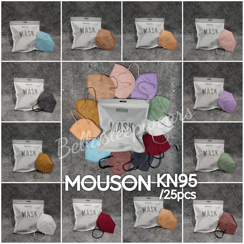 MOUSON KN95 PRO 5D MIX RAINBOW 25PC - MASKER KN95 PRO 5D 5PLY MOUSON EMBOS WARNA WARNI &amp; MIX