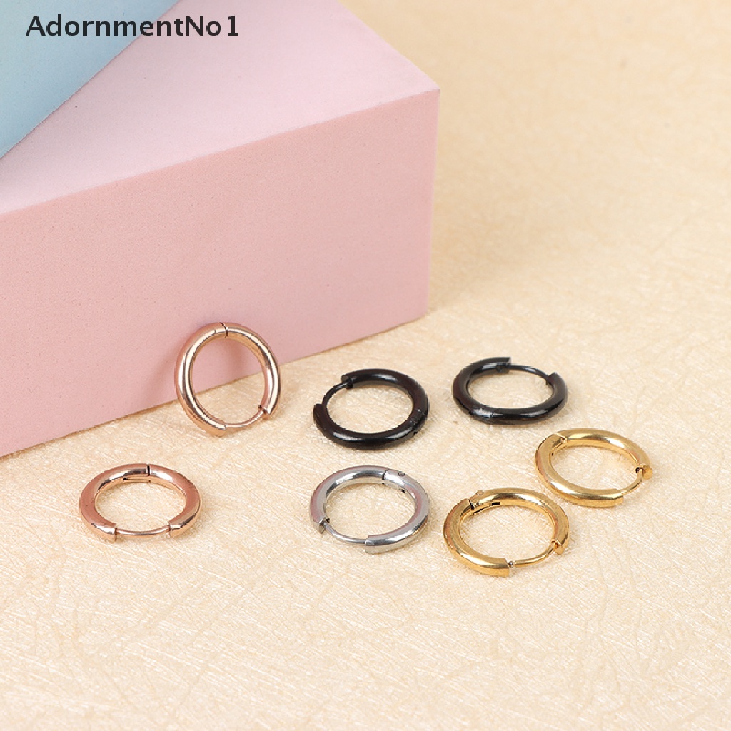 (AdornmentNo1) 5pcs / lot Anting Bulat Geometri Bahan Stainless Steel Untuk Wanita