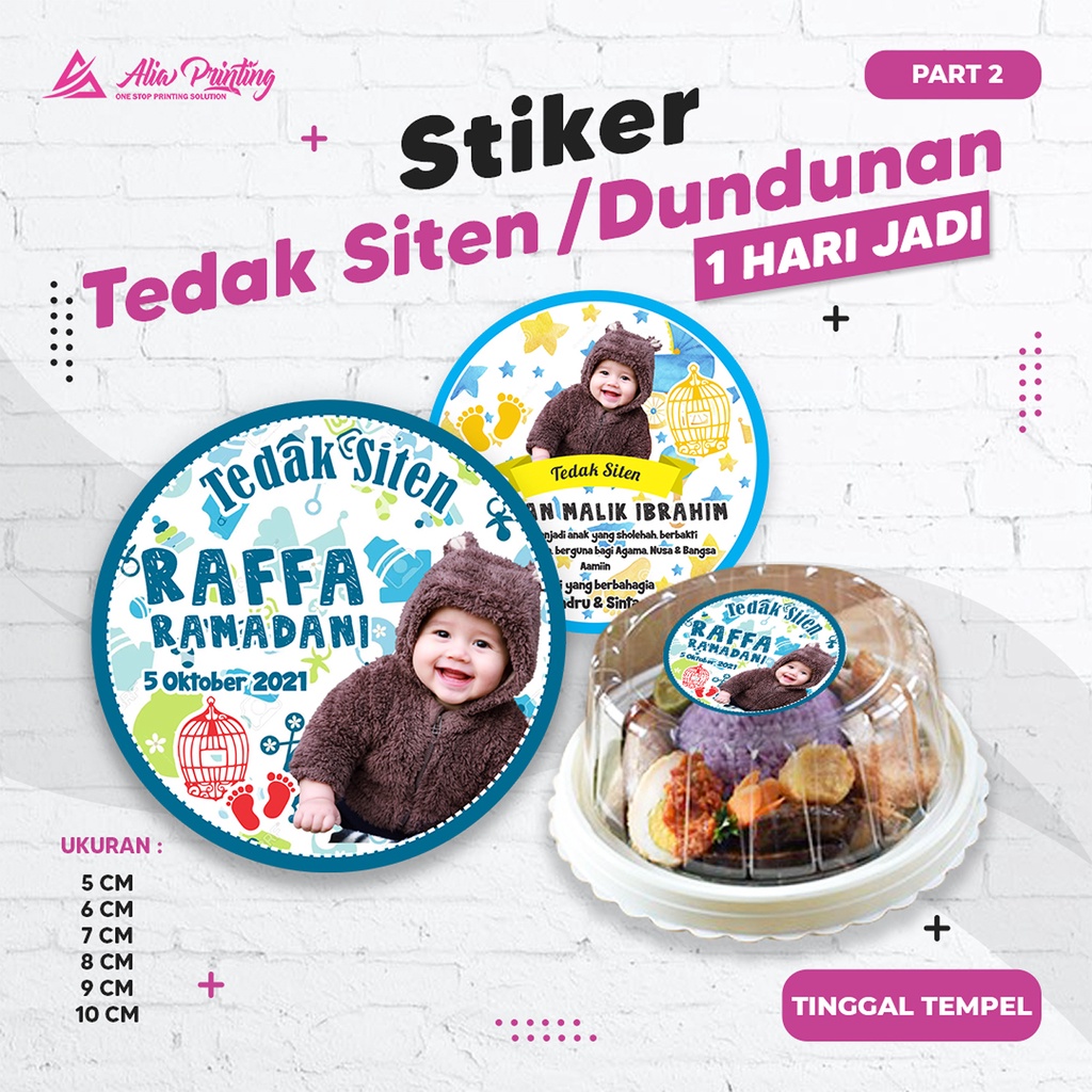 

Stiker Tedak Siten / Aqiqah Kelahiran Bentuk Bulat TINGGAL TEMPEL #Part 2