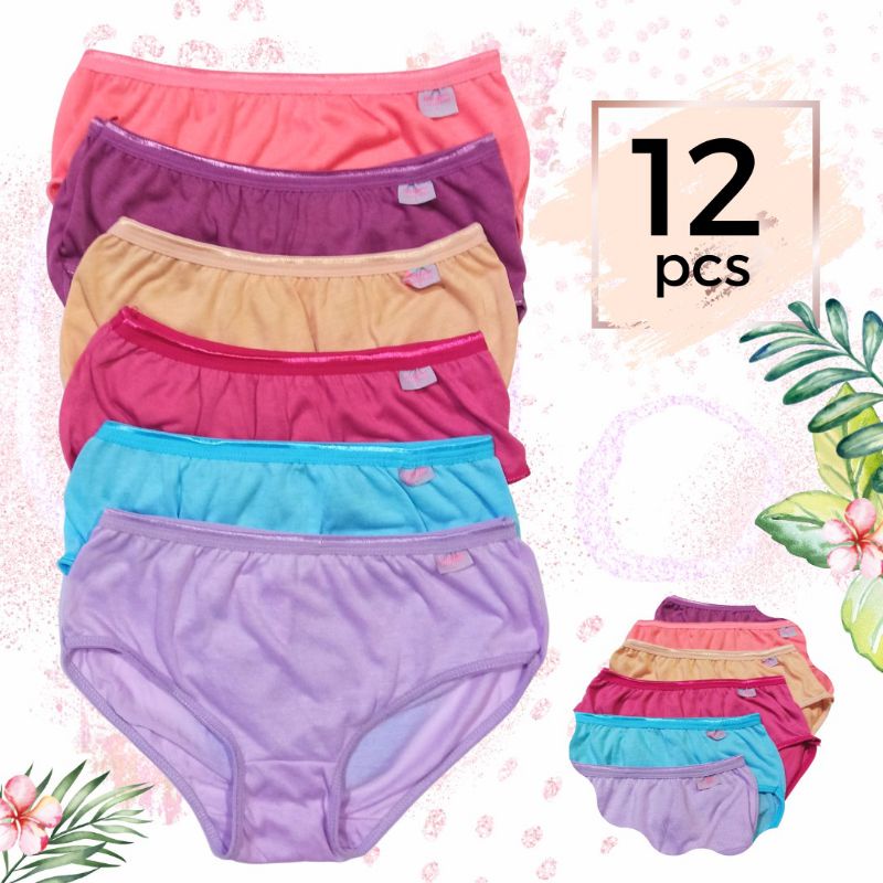 12 Pcs 1 LUSIN Celana Dalam Wanita Polos Halus Lembut Nyaman Dipakai Undies Wanita 1 Lusin Grosir CD Wanita Polos