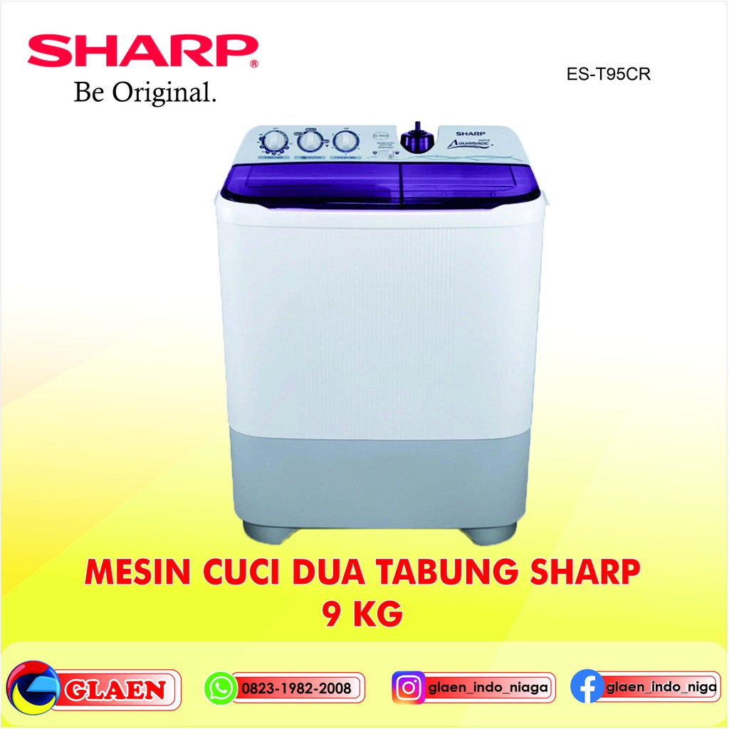 MESIN CUCI 2 TABUNG SHARP 9 KG | SHARP EST-95CR AQUA MAGIC MURAH | BISA COD PONTIANAK