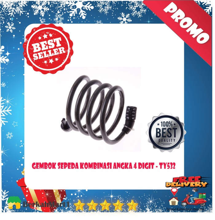 Gembok Sepeda Kombinasi Angka 4 Digit Murahh
