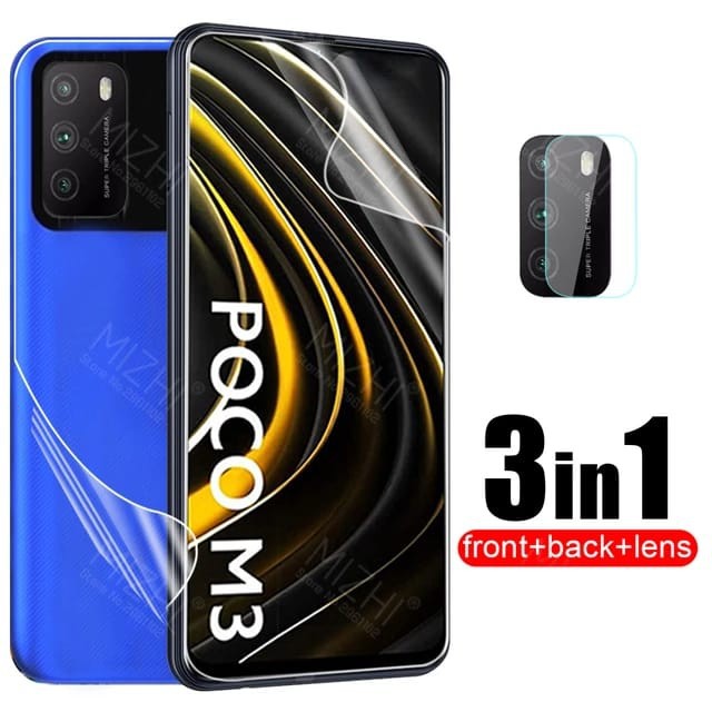 POCO M3 HYDROGEL FRONT &amp; BACK &amp; CAMERA GLASS ANTI GORES FULL BODY