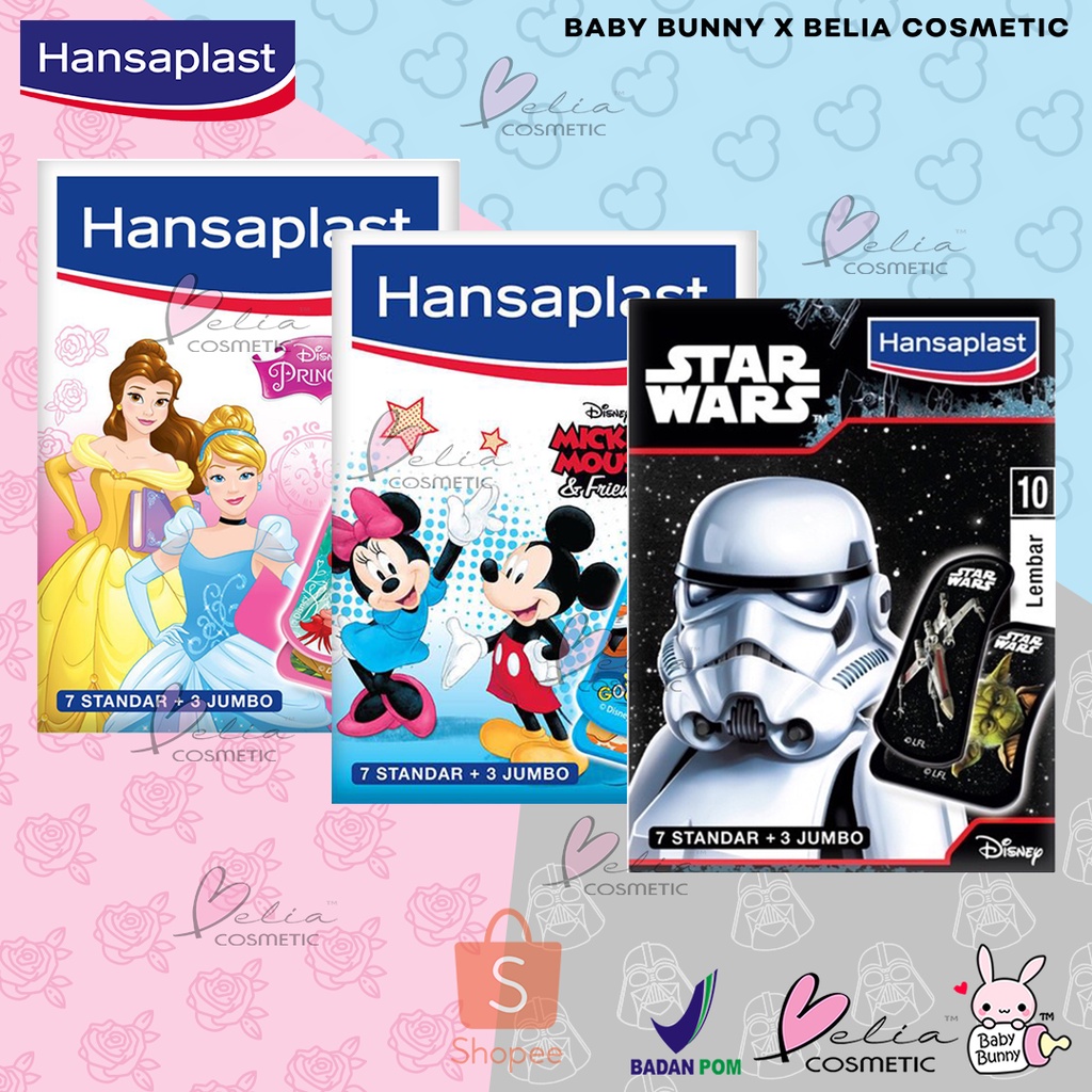 ❤ BELIA ❤ Hansaplast Junior Kid isi 10 Lembar Princess | Mickey Mouse | Star Wars 10'S | Plester Anak