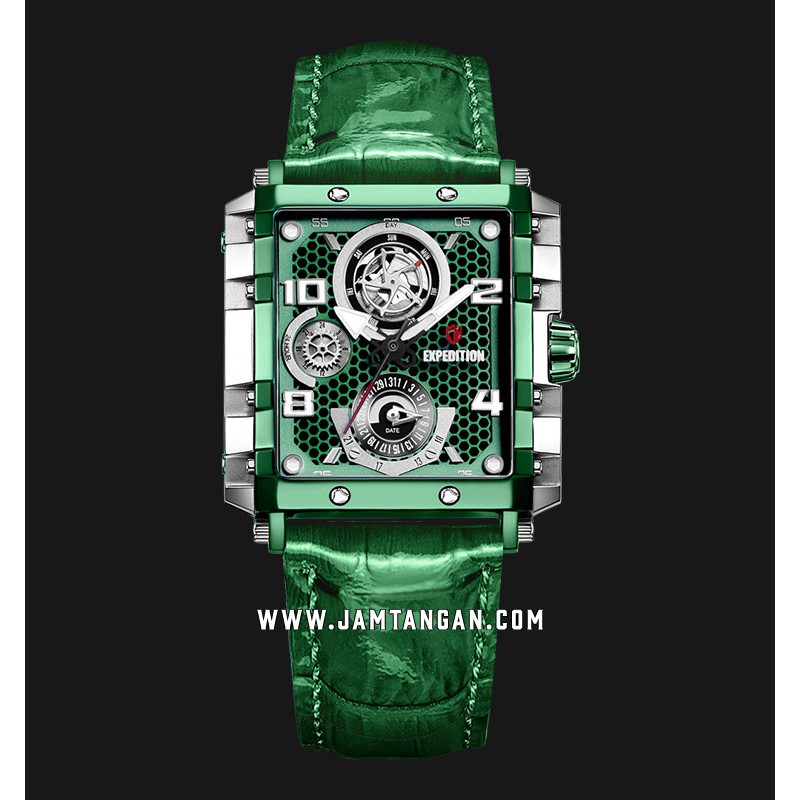 Expedition E 6757 BF LTZGN Ladies Green Dial Green Leather Strap