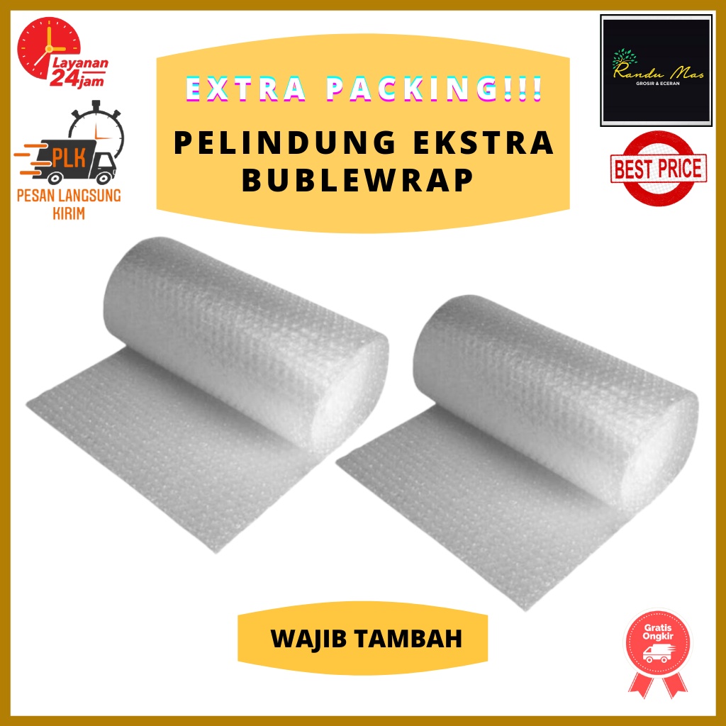 

BUBBLE WRAP PACKING PREMIUM + EXTRA BUBBLE (Tambahkan ke Keranjang agar packing lebih aman)