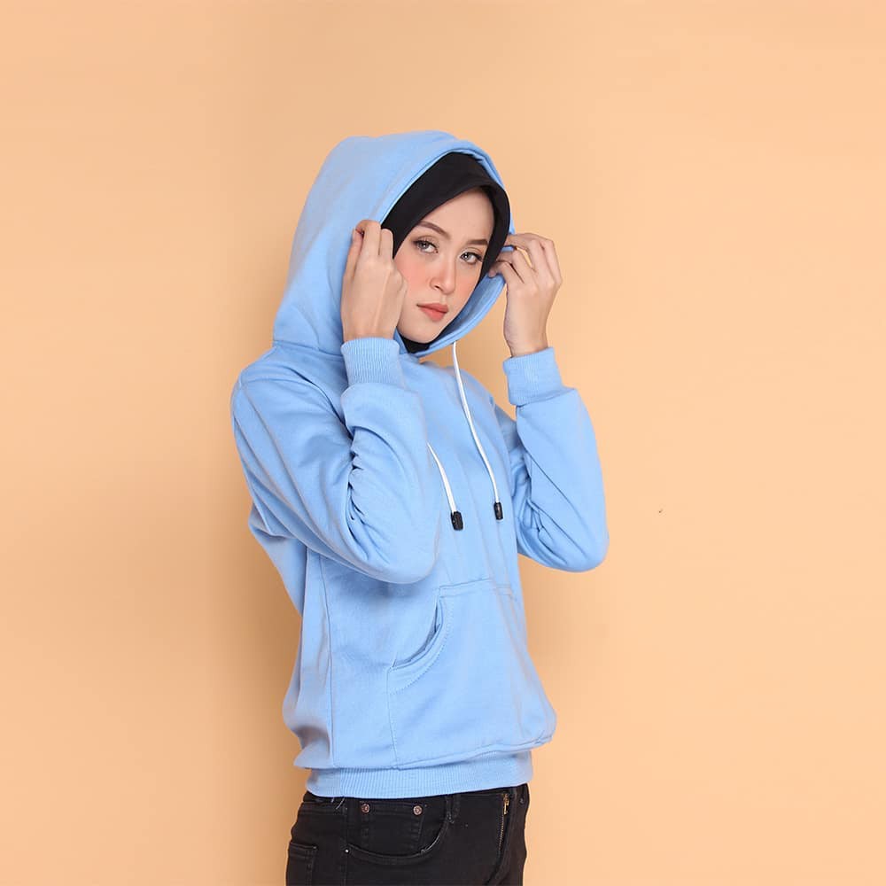 HOODIE POLOS BABY BLLUE TEBAL UNISEX - JUMPER KEKINIAN TERLARIS