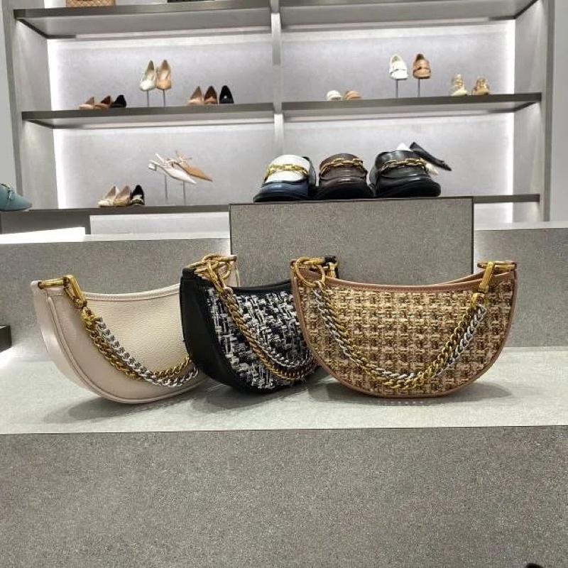 Tweed Crescent Crossbody Bag