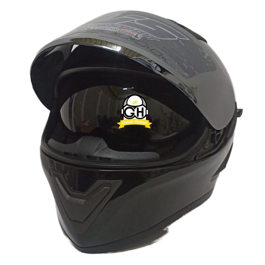 HELM FULL FACE NJS SHADOW SOLID DOUBLE VISOR BLACK