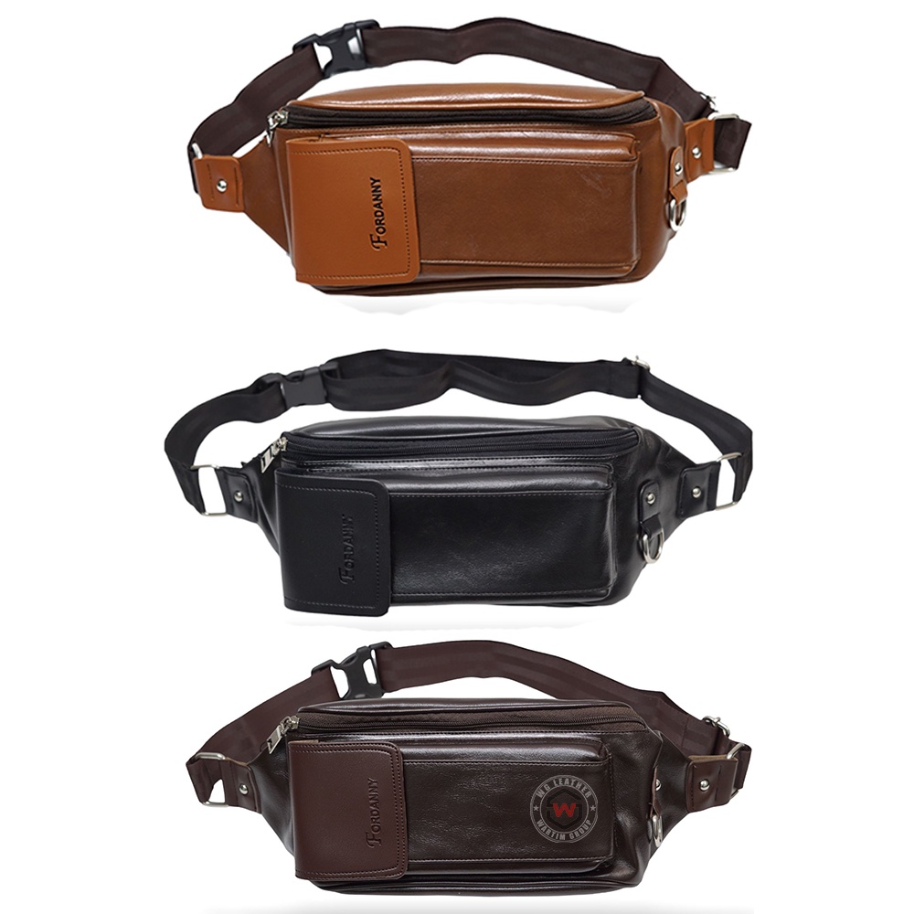 TAS SELEMPANG PRIA KULIT DISTRO ORIGINAL ANTI AIR SLING BAG WAISTBAG IMPORT