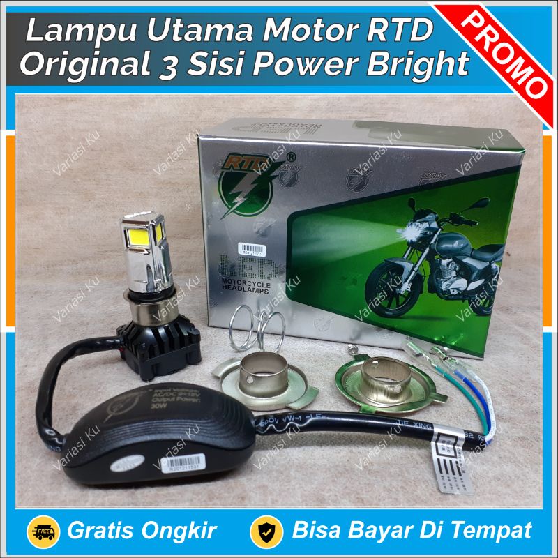 RTD 3 SISI M02D UTAMA MOTOR SUPER TERANG 30W GARANSI RAYTON AC DC LED H6 H4 VARIO BEAT VIXION NINJA 