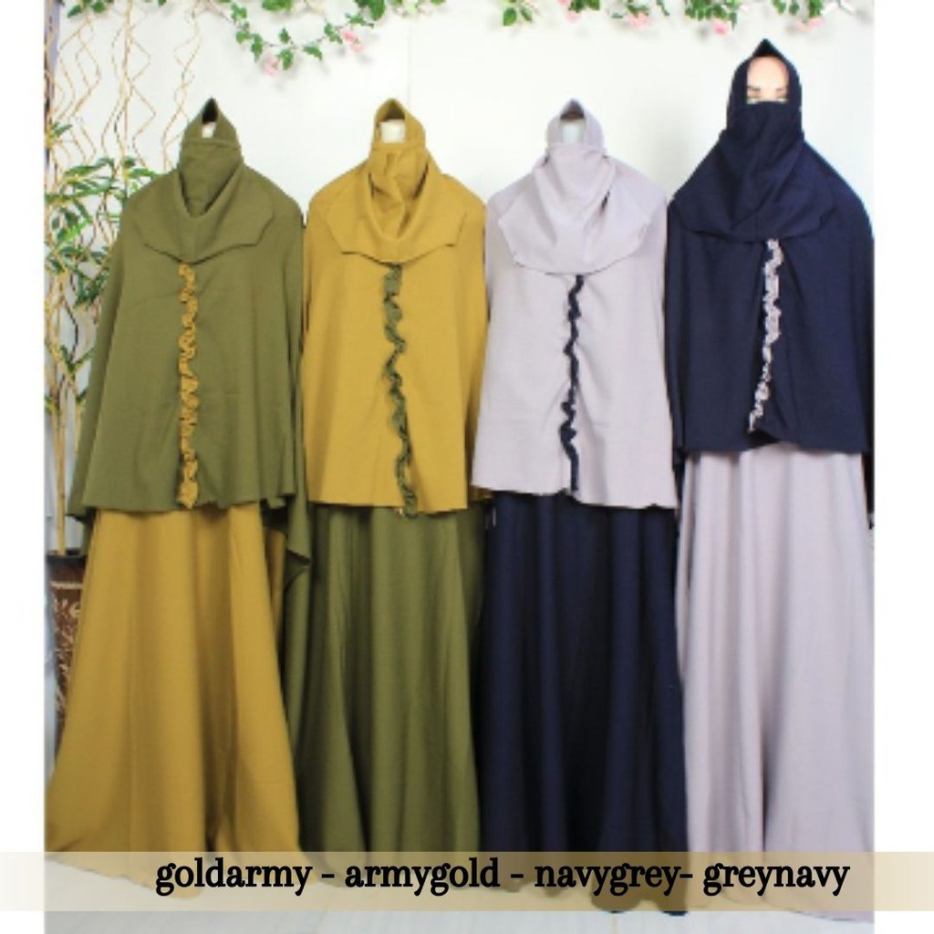 Gamis syari Set Cadar Itycrepe LALUNA Busana Muslim Wanita Syari Terkini Terlaris purdah niqob murah busui jumbo reseller dropshiper