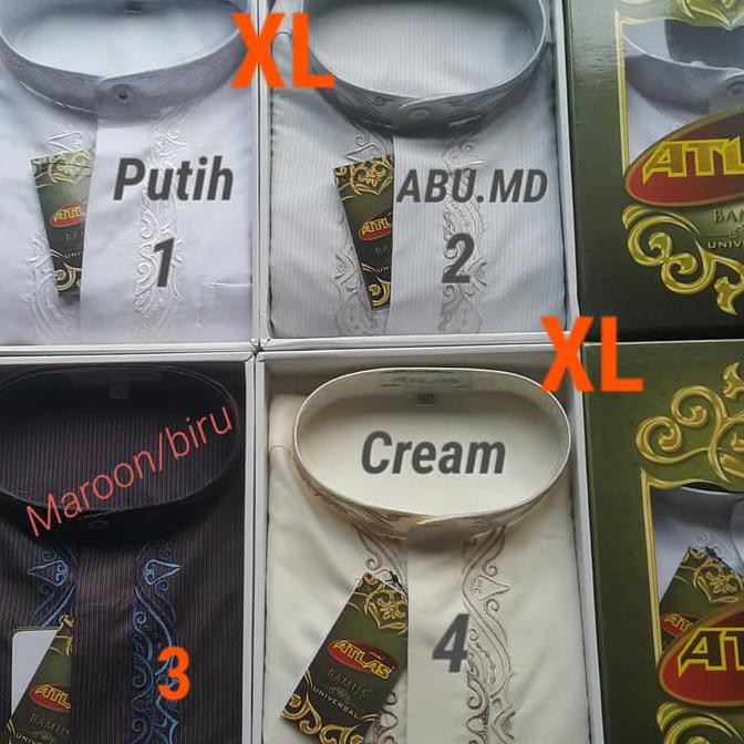 BEST SELLER Baju koko Atlas Lengan panjang - Putih, S KP146