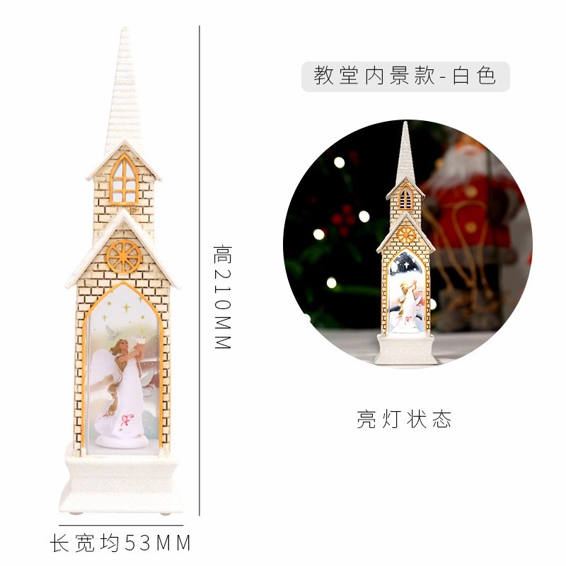 Pajangan Natal Lentera LED Snowglobe Kotak Salju Kado Gereja Katedral