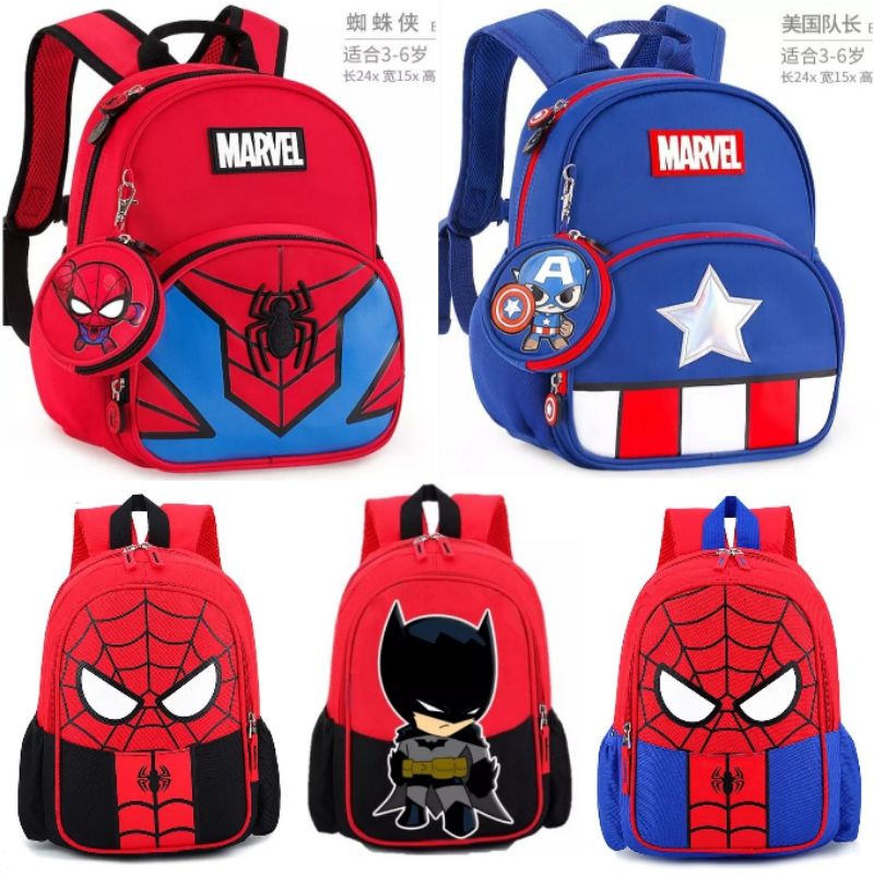 NIQABIS Tas Ransel Anak Laki Laki Karakter Marvel Tas Sekolah Anak PG PAUD TK SD Backpack Anak Cowok