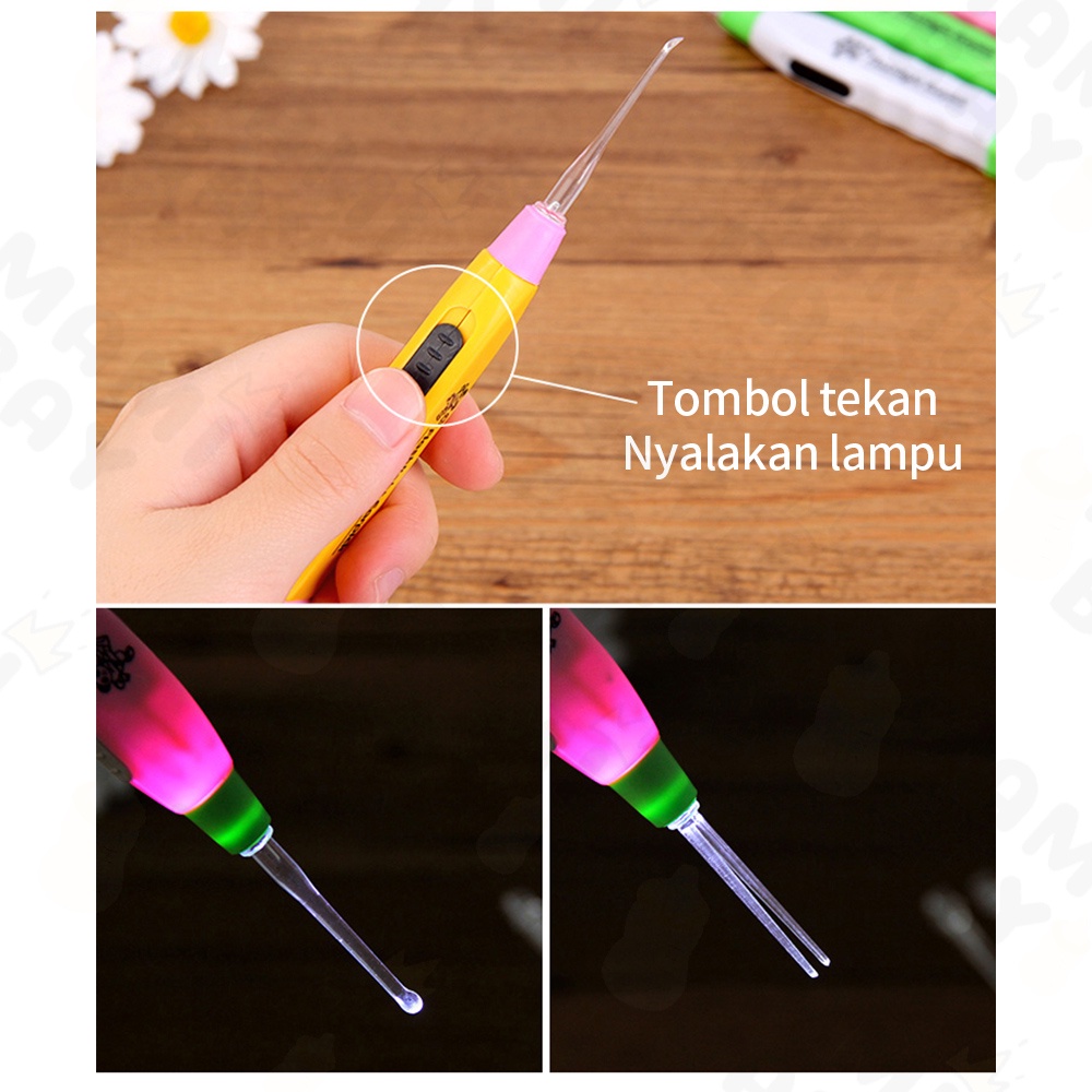 OKEYI Pembersih telinga bayi anak LED korek kuping lampu senter earpick flashlight