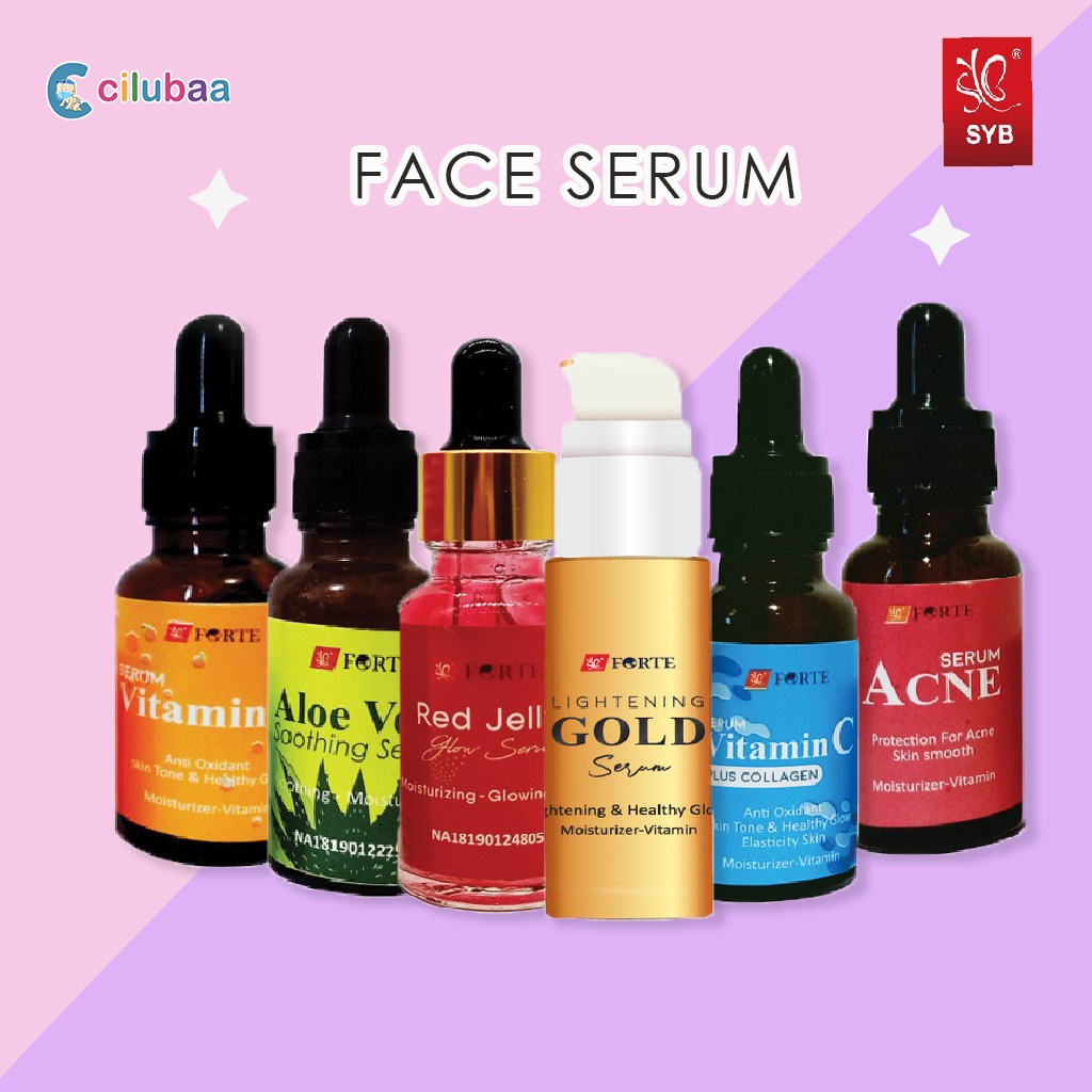 SYB Forte Red Jelly Glow Serum | Gold Acne Vitamin C Aloe Collagen Face Serum 20g | BPOM (KIM)