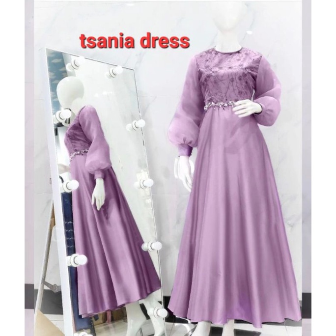 DRESS TSANIA TILE MUTIARA, GAMIS HIJAB MUSLIM, DRESS MAXY, 3 UKURAN