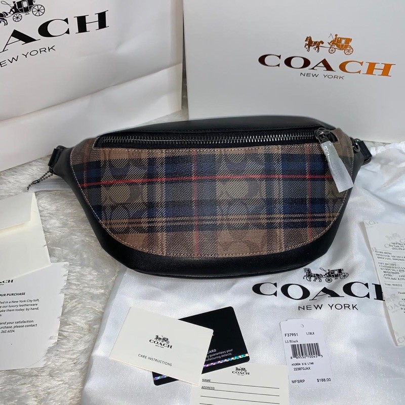 WAISTBAG COACH WARREN IN SIGNATURE CANVAS WITH PLAID PRINT ORIGINAL