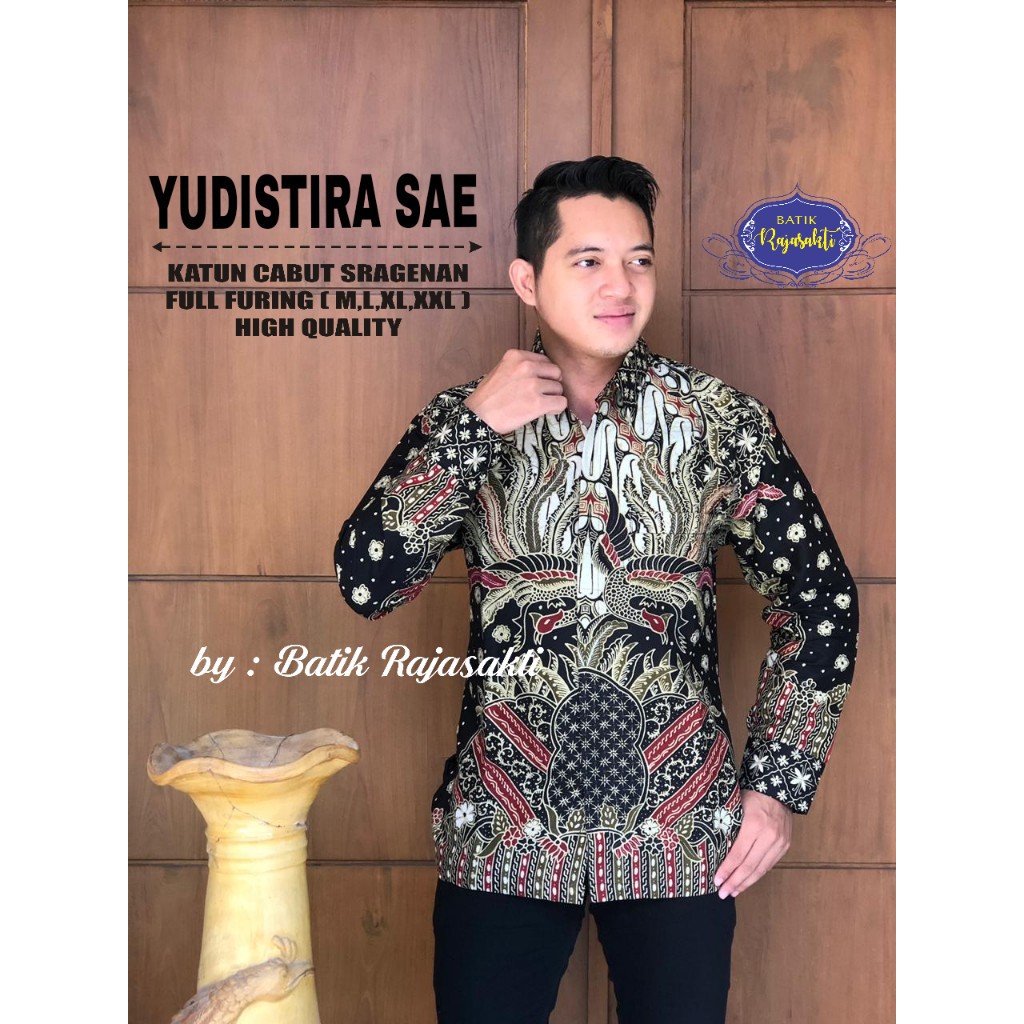YUDISTIRA SAE RAJASAKTI KEMEJA BATIK SOLO PRIA LENGAN PANJANG LAPIS FURING ATASAN BATIK PREMIUM MODERN KATUN HALUS BAHUWIRYA  BANAMITRA BANAMITRA PUTIH BANGSAWAN BAYU PUTRA BERLIAN BIRU BHARATAYUDA BIMASENA BIRENDRA BIRU INDAH BRAHMAKERTA BRAHMAKERTA