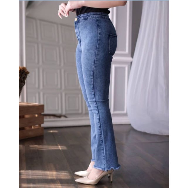 MAGCUN - Celana Highwaist Jeans Wanita - Highwaist Jeans SWEET Cutbray Rawis BOOT CUT27-34