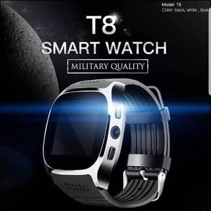Smartwatch T8-T8 Bluetooth Smart Watch Dukungan Sim Dan TF Card-Hitam