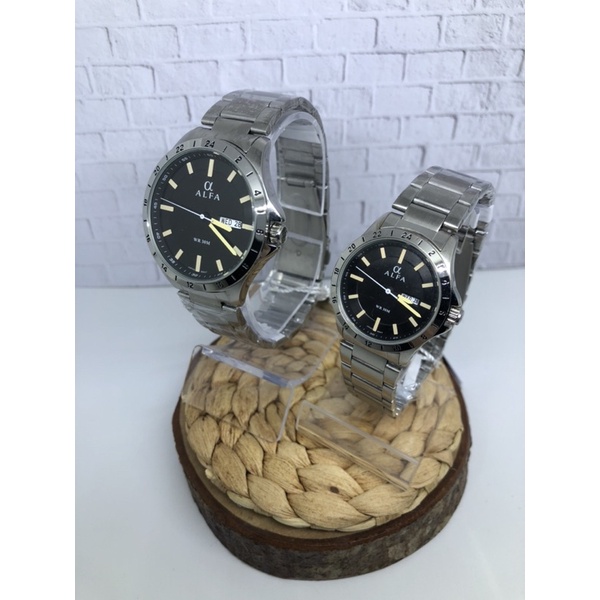 JAM TANGAN WANITA PRIA COUPLE ALFA 99021L ORIGINAL BERAGARANSI