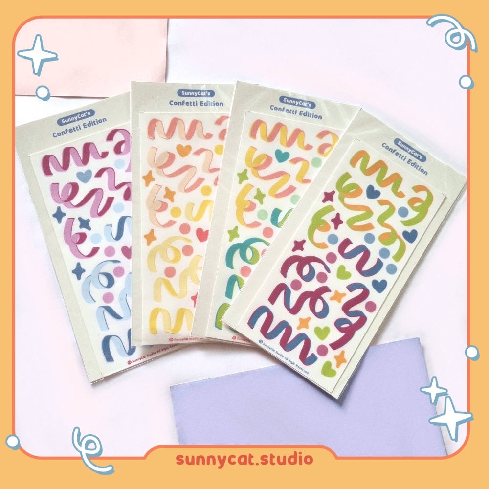 

Sticker SunnyCat Dekorasi Jurnal Confetti Lucu