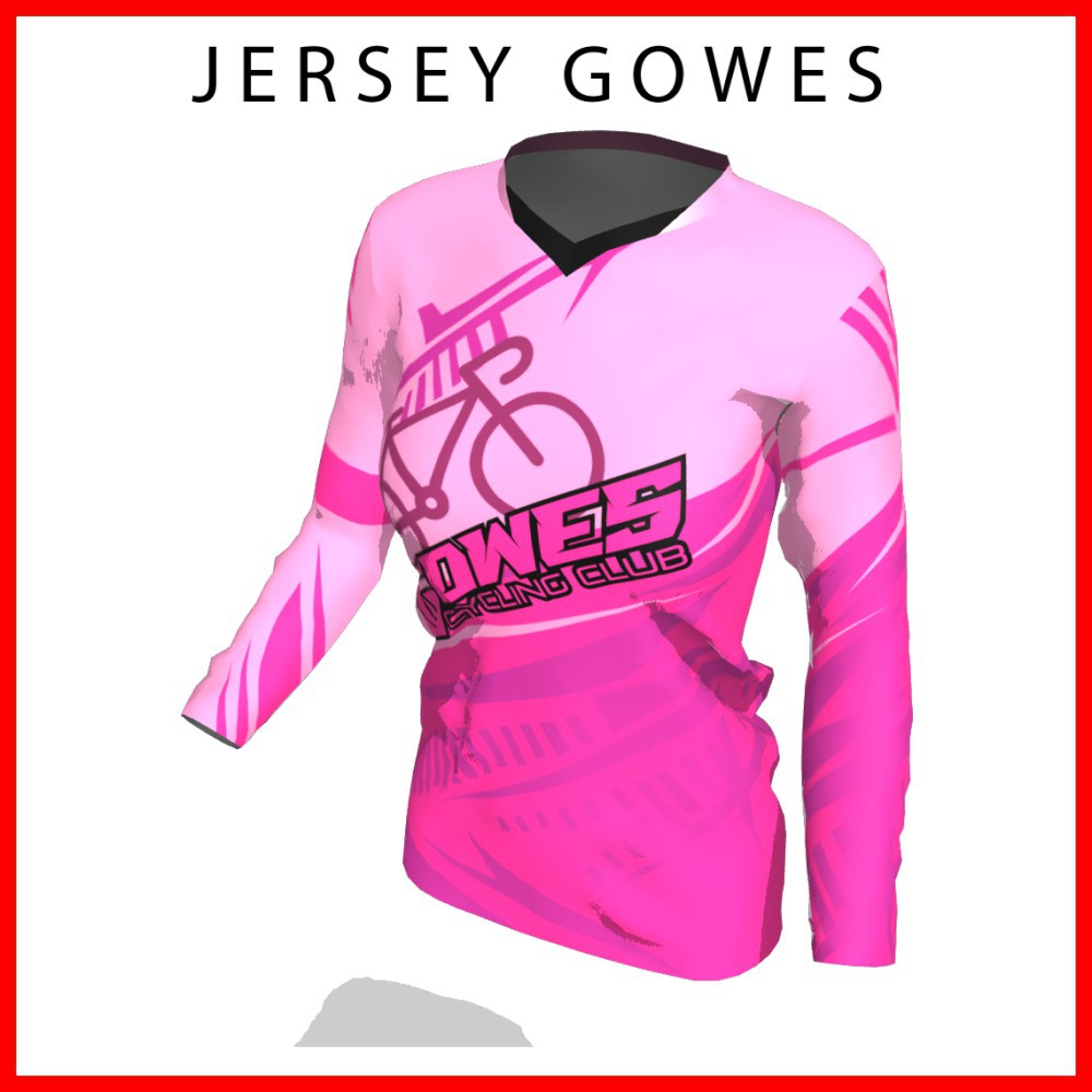 Baju Kaos Jersey Sepeda Gowes Wanita Cewek Perempuan Lengan Panjang Printing-33