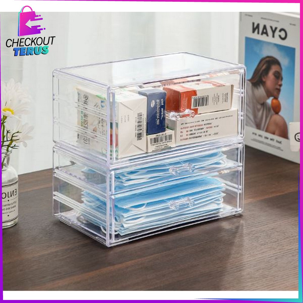 CT K105 Kotak Serbaguna Rak Bening Kotak Masker Transparan Acrylic Organizer Box Kotak Penyimpanan Masker