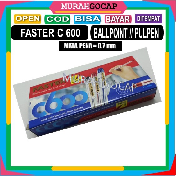 

FASTER C600 Ball point Pulpen Paster 0.7mm Bolpen Pena Pen BalPoin Warna Hitam Biru Merah