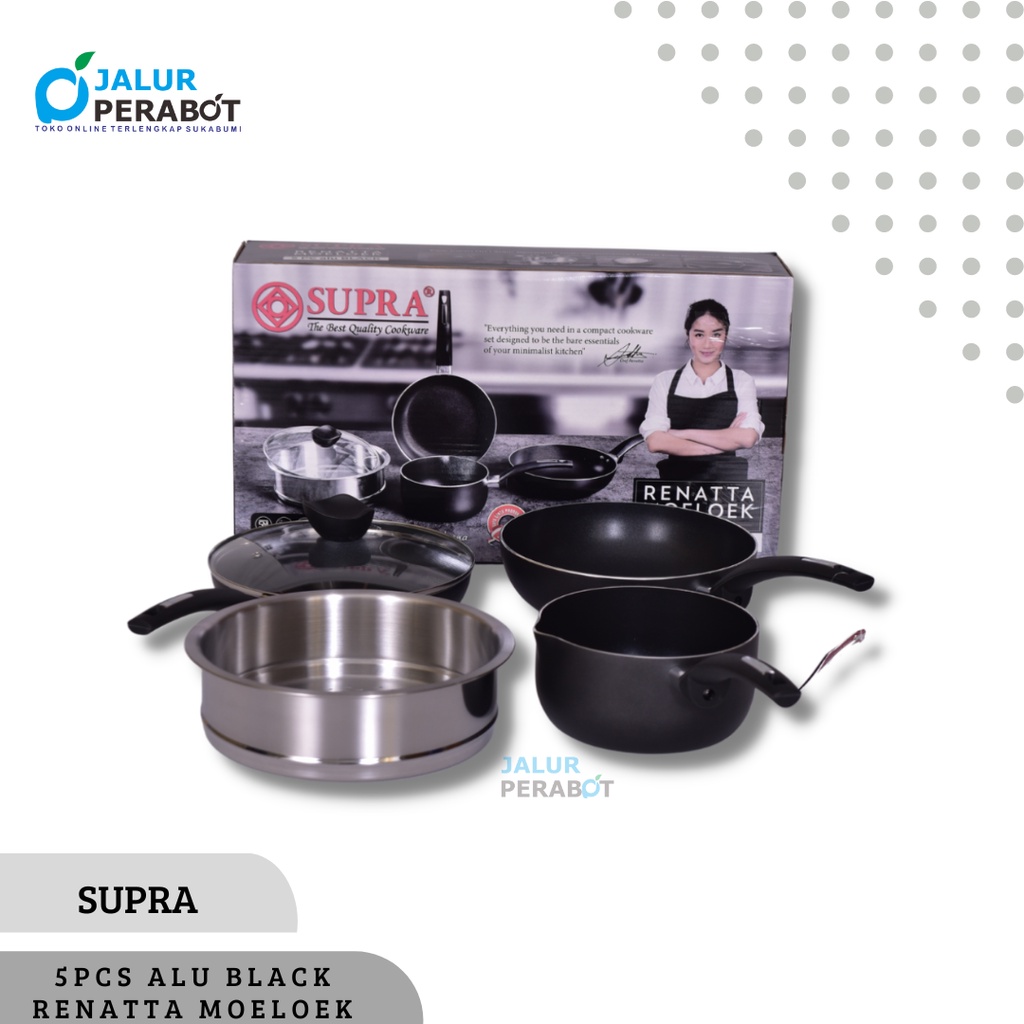 panci set / wajan anti lengket / 5pcs alu black series SUPRA