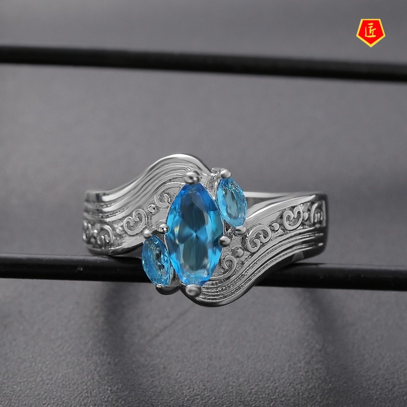 [Ready Stock]Creative 925 Silver Inlaid Horse Eye Diamond Ring