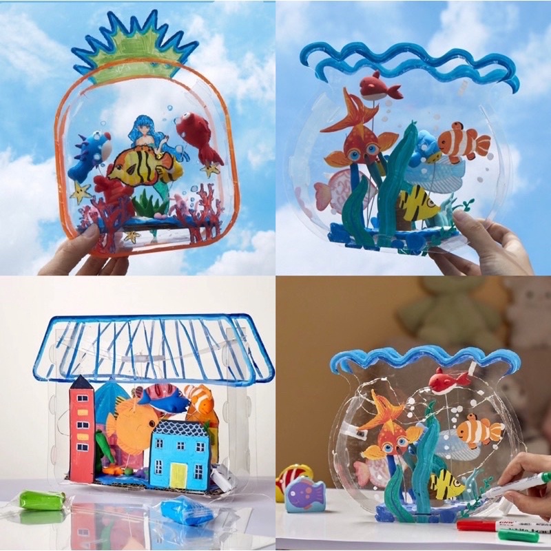 diy aquarium children art craft project diorama prakarya anak clay activity