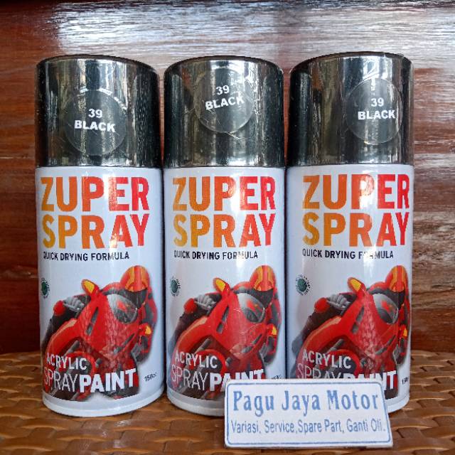 Pilok pilox 150cc warna hitam black zuper spray cat semprot spray paint untuk cat motor mobil velg helm kayu besi plastik