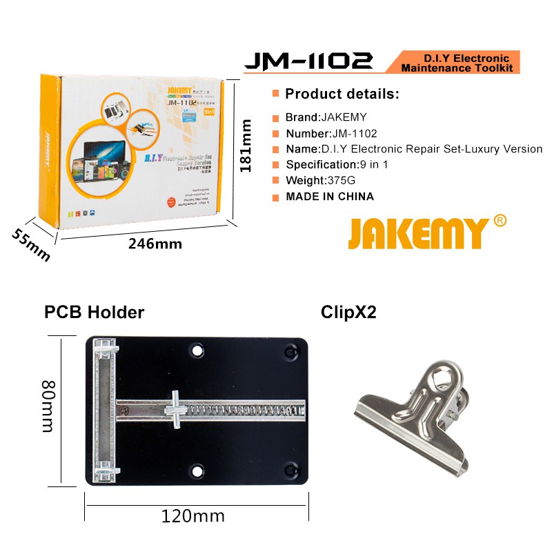 Jakemy 9 in 1 Precision Screwdriver DIY Maintenance Tool Set - JM-1102