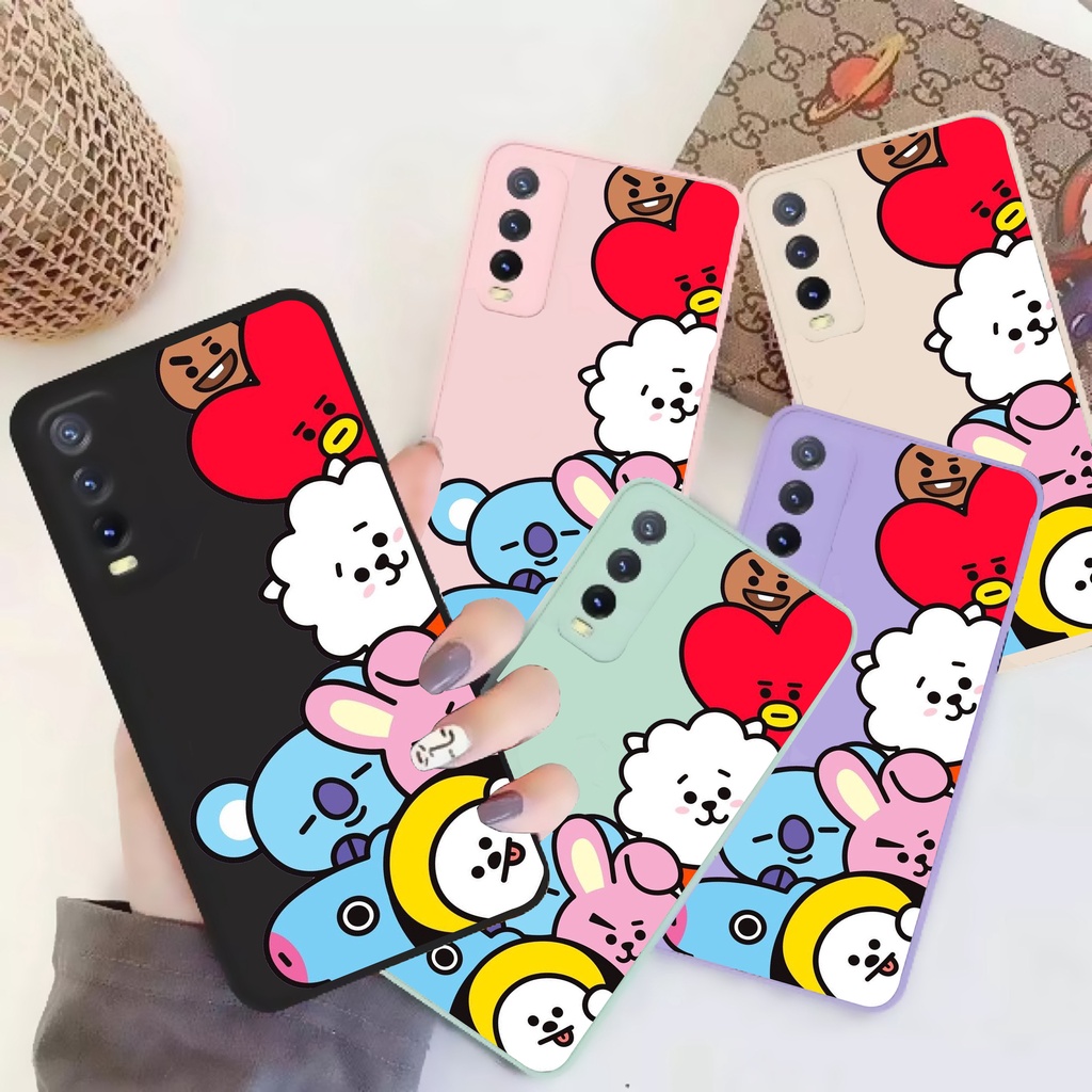 Case Vivo Y21s/Y21 2021/Y33t BT21 Lucu | Casing Bergambar | Case Macaroon- Case Macaron Square Edge 