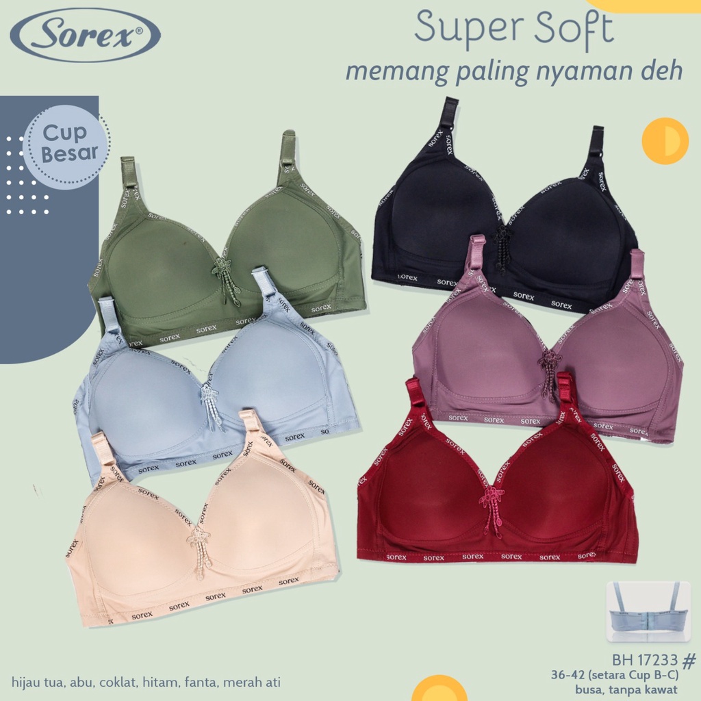 Sorex Bra Wanita - BH 17233 - Busa Cup B - C / Tanpa Kawat - Super Soft - Uk 36 - 42