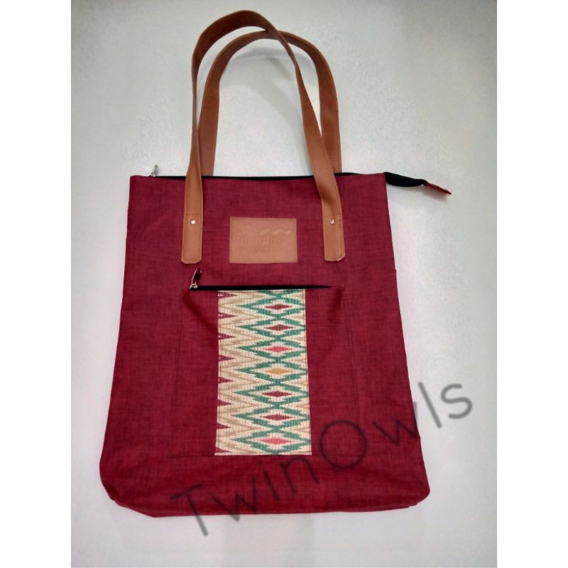 

goodie bag kanvas dinir custom variasi tenun dengan tali sintetis