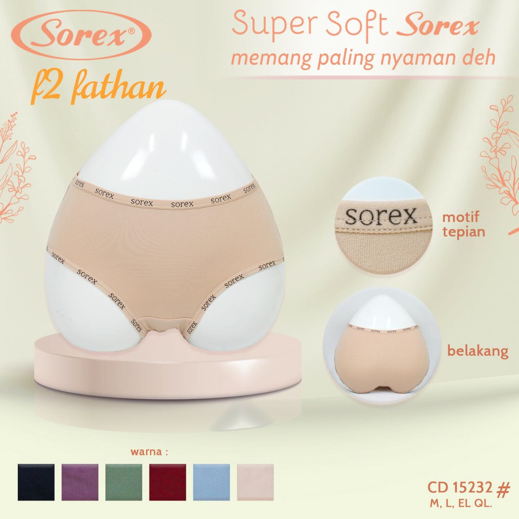 [ 6pc ] CD Sorex 15232 List Logo / Celana Dalam Wanita Dewasa Midi Polos | Bwr