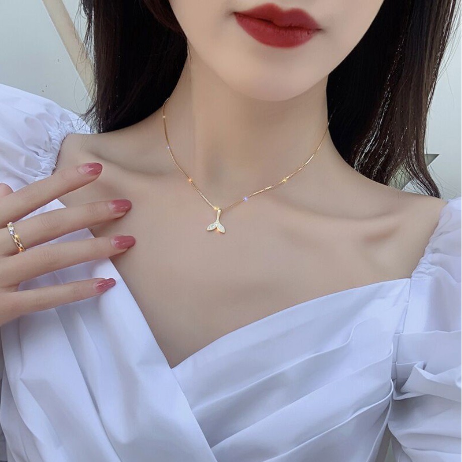 Kalung ANTI ALERGI Rantai Liontin Silver Ekor Ikan Mermaid Kupu Moon Gaya Korea Fashion Wanita S925 Women Necklace