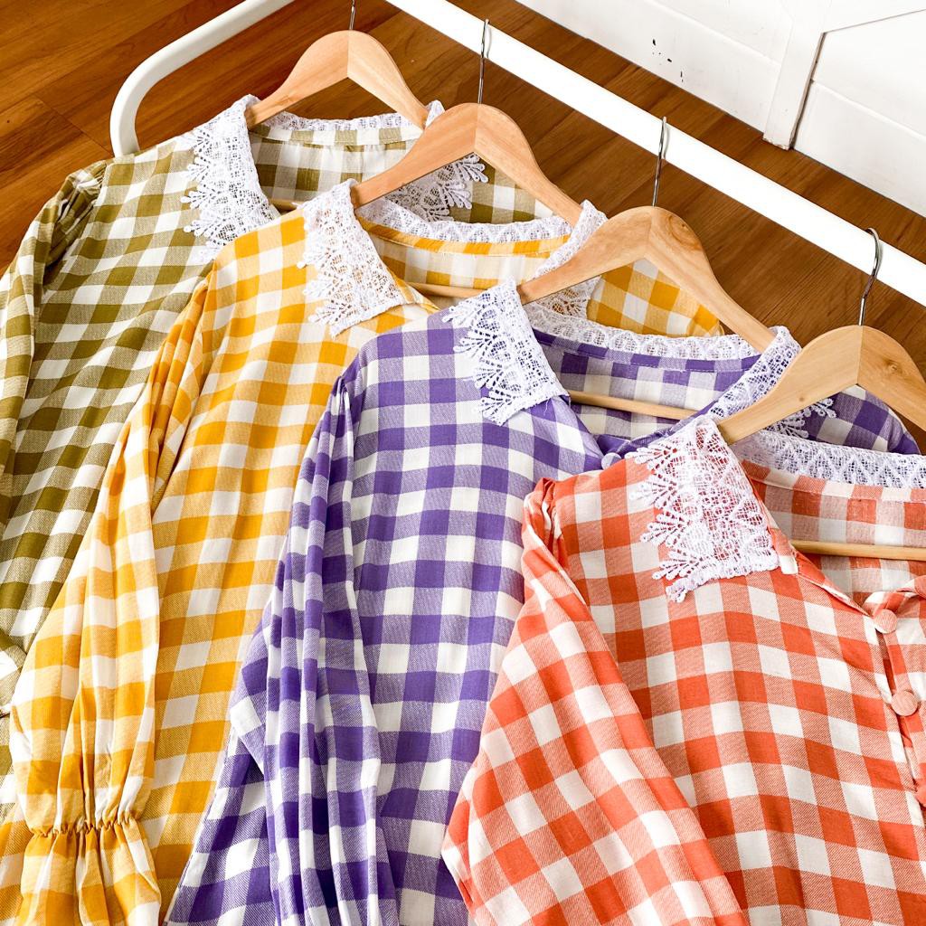 DISKON SOFIA PLAID SHIRT - kemeja korea / korean style / shirt korea / kemeja hits / kemeja kekinian