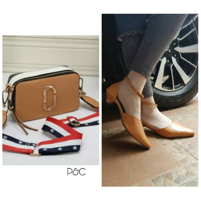 Paket sepatu heels dan tas mj wanita murah