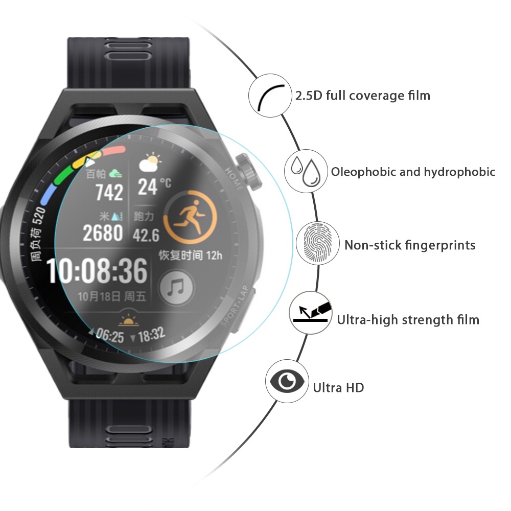 1pc Pelindung Layar Tempered Glass HD 9H Anti Gores Untuk Smartwatch Huawei GT3 Pro 46mm